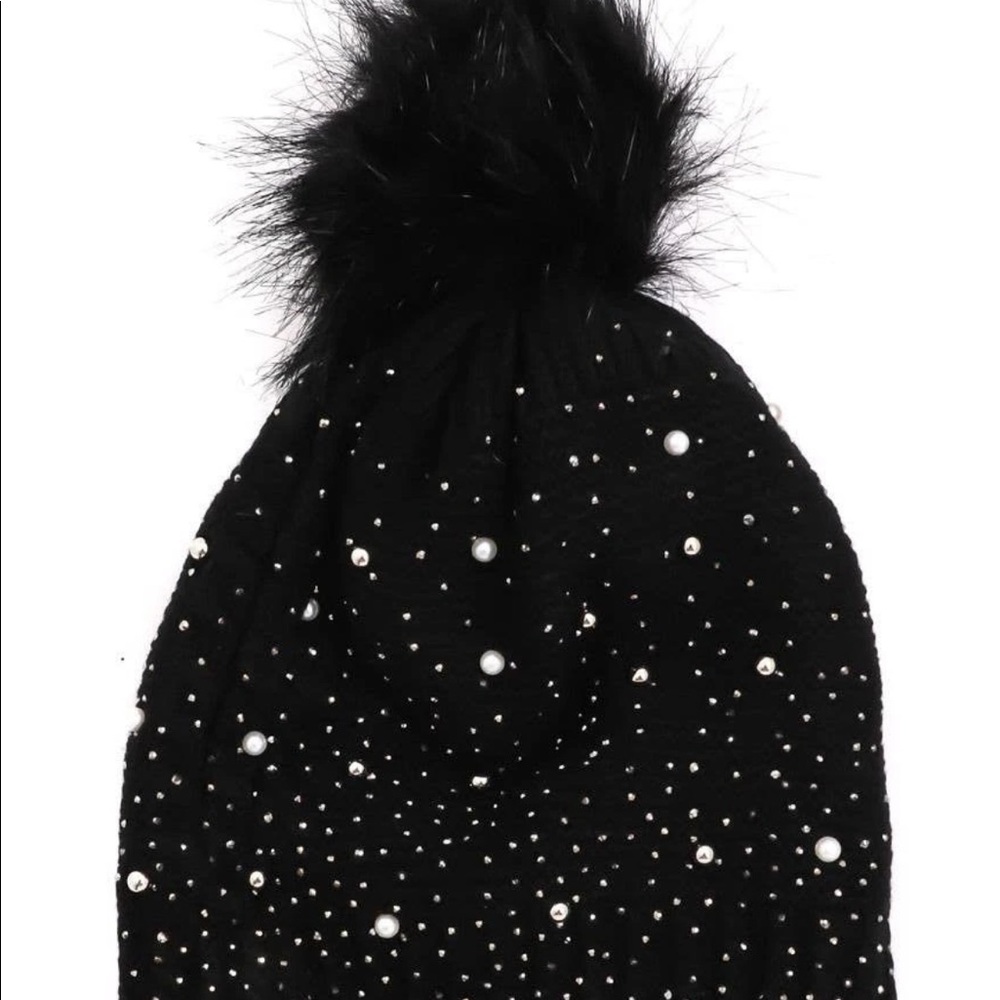Mini Studded Pompom Beanie